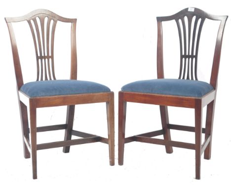 A matching pair of antique 19th Century Georgian oak framed dining chairs in the manner of&nbsp; Chippendale. Each chair havi