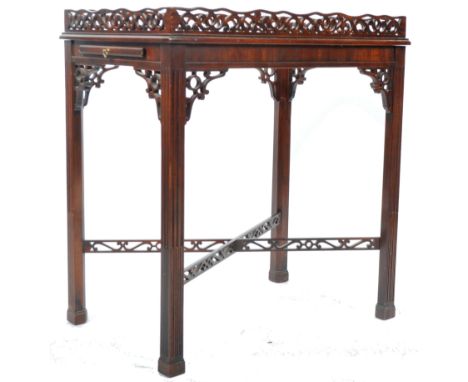 A 20th Century antique style Chippendale revival mahogany silver table / side occasional serving table or coffee table in the