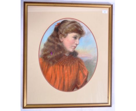 William Drummond Young (Scottish 1855 - 1924) - A Scottish school pastel portrait study painting depicting a Debutante woman 