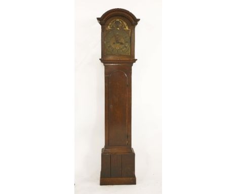 A George III oak eight-day longcase clock, with arched dial, stamped ‘H. Butt, Petersfield’, 30cm dial, 210cm high