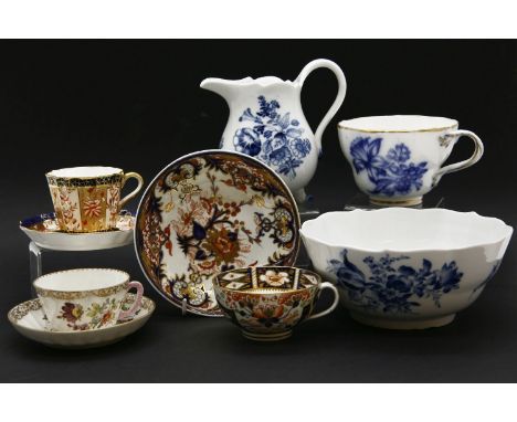 A quantity of porcelains, to include a Stevenson and Hancock Derby tea cup, a Dresden tea cup and saucer, Derby Imari, a repr