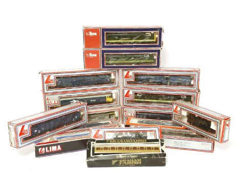 Fourteen Lima Diesels and locomotives, all boxed (G/F)