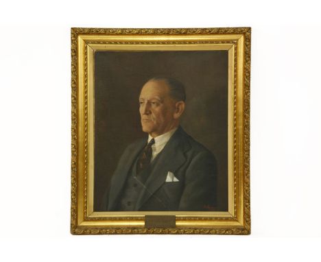 K Paul, (20th Century, British) A portrait of H WALLACE MBE - Chairman of Garden Reach Municipality Bengal, oil on canvas, si