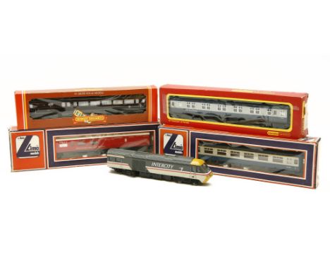 A collection of Hornby '00' diesel and electric, engines and thirteen boxed coaches, and four Lima coaches, all boxed and oth