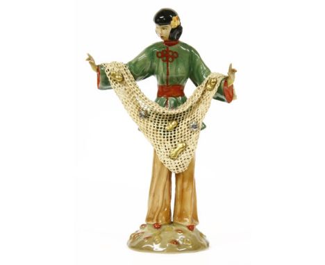 A Goldscheider, Chinese Fisherwoman, by Barbara Loveday, 26cm high