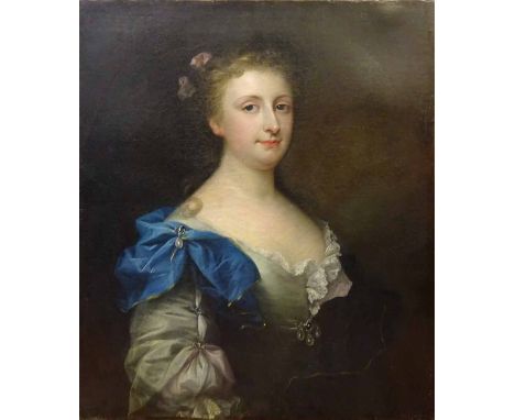 After SIR GODFREY KNELLER 'Portrait of Caroline Wilhelmina of Brandenburg-Ansbach', oil on canvas, 76cm x 63cm, unframed.