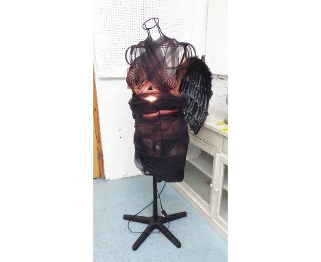 JEAN PAUL GAUTIER ANGEL LAMP, black mannequin with angel wings, 145cm H.