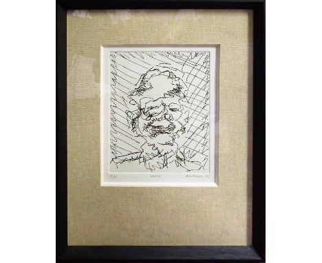 FRANK AUERBACH 'David', 1989, etching, signed, titled and A.P. in pencil, 20cm x 17cm, framed and glazed.  (Subject to ARR - 