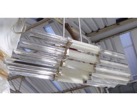 CEILING LIGHT, Art Deco style, with glass prisms, 83cm H x 51cm x 25cm.