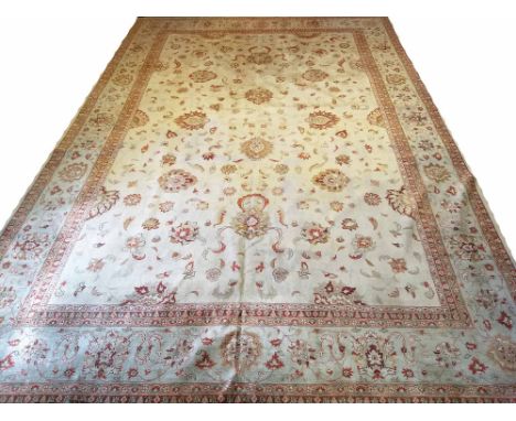 SULTANABAD CARPET, 542cm x 302cm, Shah abbas design of palmettes and vines within jade border.