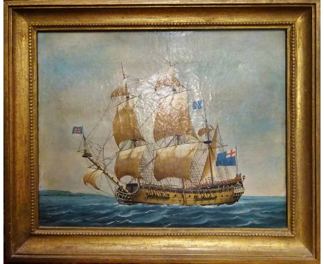19TH CENTURY SCHOOL 'Marine portrait', oil on canvas, 40cm x 50cm, framed.
