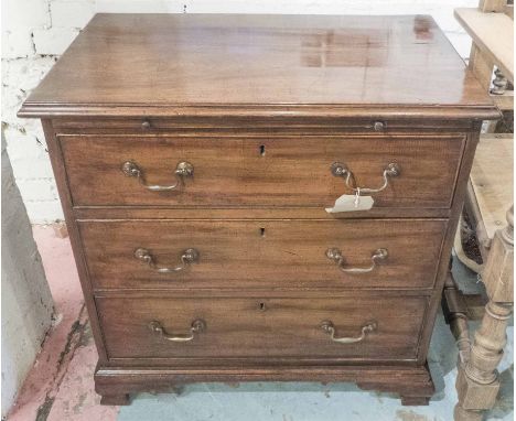 BACHELOR'S CHEST, George III mahogany of adapted small proportions with brushing slide above three long drawers and ogee brac