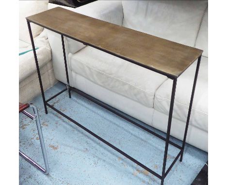 CONSOLE TABLE, Bauhaus style, bronzed finish, 119cm x 25cm x 80cm.