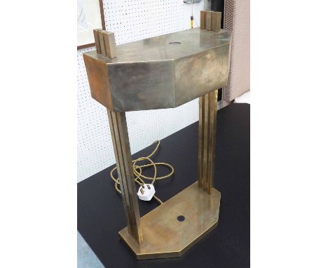 MARCEL BREUER TABLE LAMP, with 1925 Paris Exposition stamp, brass plated nickel (rewired), 55cm H.