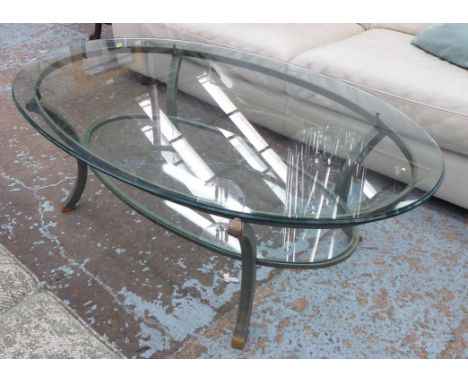 PIERRE VANDEL LOW TABLE, vintage 1970s, glass top, 135cm L x 80cm W x 45cm H.