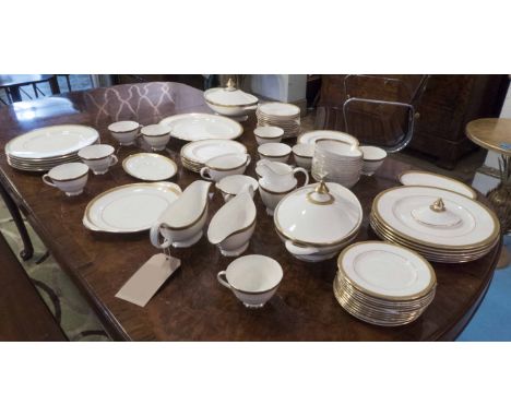 DINNER SERVICE, Royal Doulton English fine bone china 'Royal Gold', 12 place, six piece settings. (80 pieces) (Packaging not 