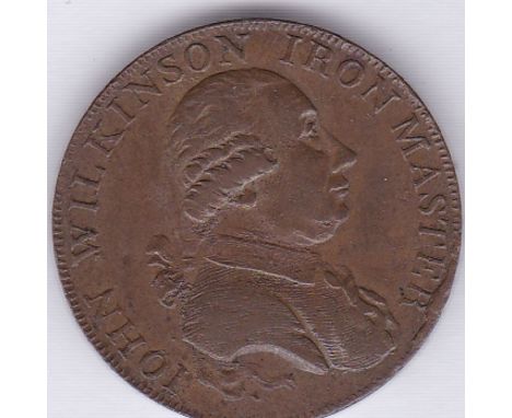 Token-1790 Warwickshire John Wilkinson - halfpenny token, D+H 387, Edge (Willey Snedshill, Bersham Bradley"-NEF