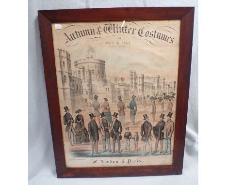 'AUTUMN &amp; WINTER COSTUMES FOR 1850 &amp; 1851' Lithograph, publ. W.C. Howe, London, in mahogany frame 73 x 58cm