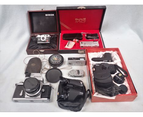 A MINOLTA 16 CAMERA a Nikon F and other items