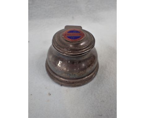 THE GENERAL STRIKE: A SILVER INKWELL, WITH ENAMELLED PLAQUE 'For valuable services rendered during the General Strike, 1926',