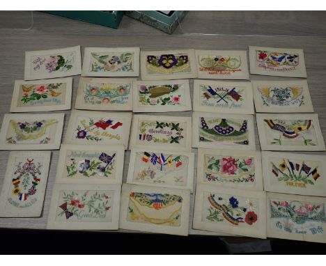 A COLLECTION OF FIRST WORLD WAR SILK POSTCARDS 