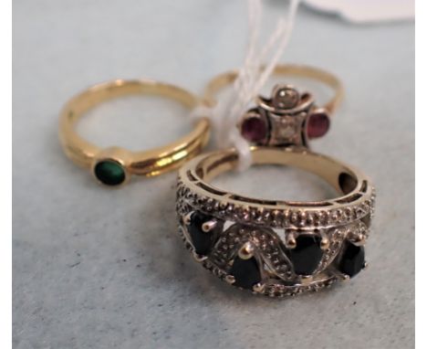 AN 18 CT DRESS RING a 9 ct dress ring, and another, indistinctly marked