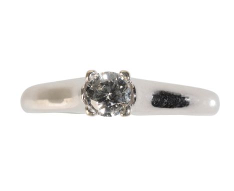 A DIAMOND SOLITAIRE RING the brilliant-cut diamond, approx 0.50ct, on a white gold flat bottom shank, with wide shoulders, st