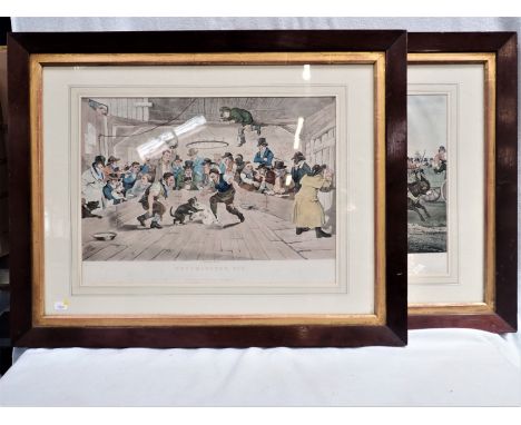 A 19TH CENTURY LITHOGRAPH 'BULL BROKE LOOSE' published by B. Moss &amp; Co., with another 'Westminster Pit', both 47cm wide x
