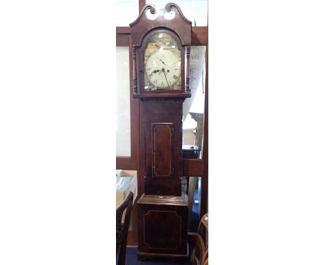 A 19TH CENTURY MAHOGANY-CASED EIGHT-DAY LONGCASE CLOCK with convex painted dial: 'J. Pearce, Crewkerne' (for restoration)