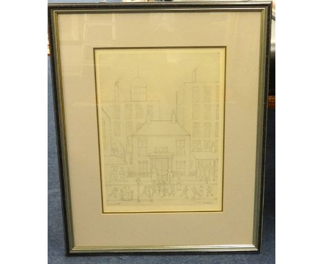 Laurence Stephen Lowry RA (1887-1976) a limited edition black and white print, 'Man Taken Ill', bearing Fine Art Trade Guild 