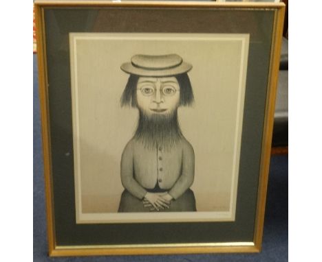 Laurence Stephen Lowry RA (1887-1976) 'The Bearded Lady' pencil signed limited edition print, bears Fine Art Trade Seal, 60cm