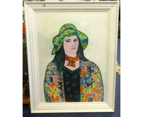Joan Gillchrest (1918-2008), signed oil, 'Self Portrait' 71cm x 52cm, this painting is illustrated in the book 'Joan Gillchre