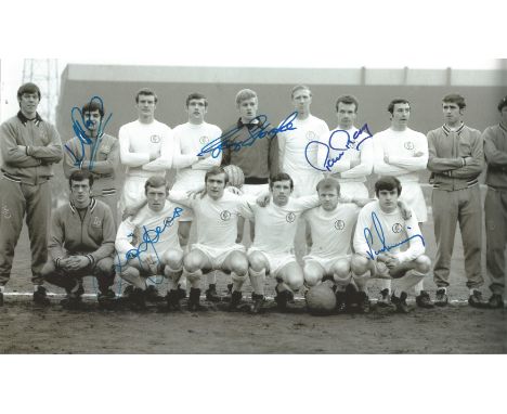 Leeds United 1969, Football Autographed 12 X 8 Photo, A Superb Image Depicting The Newly Crowned First Division Champions Pos