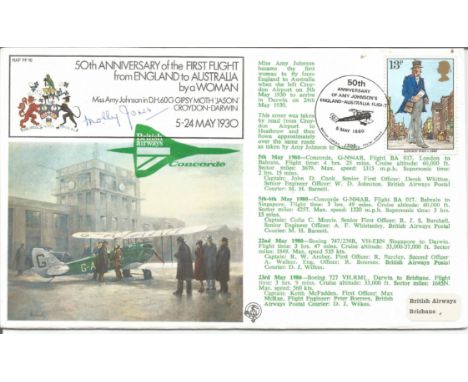 Molly Jones signed first flight cover 16. 50th anniversary of the first flight from England to Australia by a woman. Sister o
