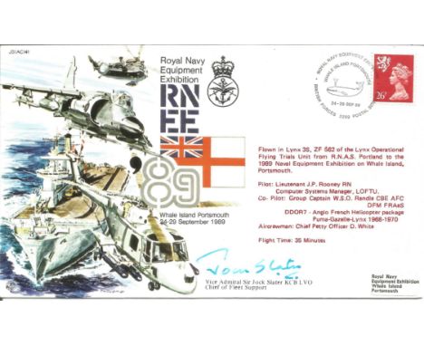 Royal Navy Equipment Exhibition 89 Whale Island Portsmouth 24-29 September 1989 signed FDC No. 355 of 740. Signed by Vice Adm