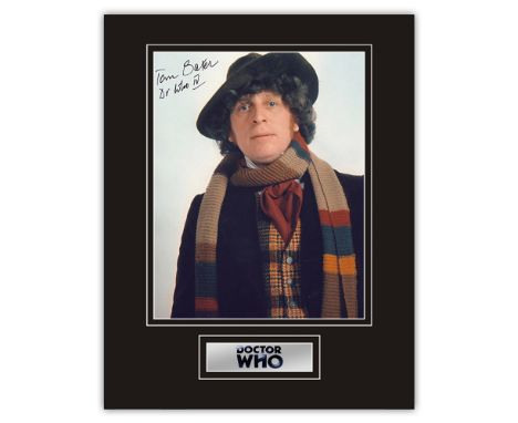 Stunning Display! Dr. Who Tom Baker hand signed professionally mounted display. This beautiful display consists of a 10"x8" p
