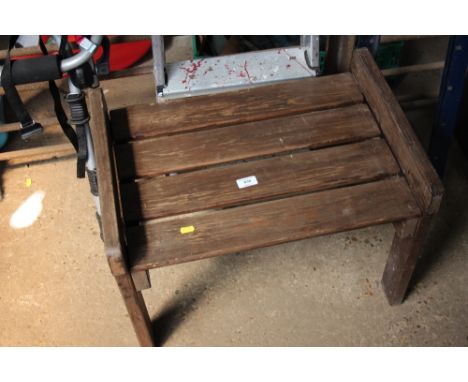 A hardwood garden side table; together with a step ladder 