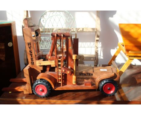 A Hyster wooden fork lift toy 