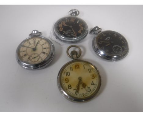 Four military pocket watches to include Waltham, Services Army etc. (4)
