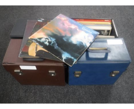 Four cases of LP records; three containing classical on HMV Decca labels, the other jazz including Art Blakey