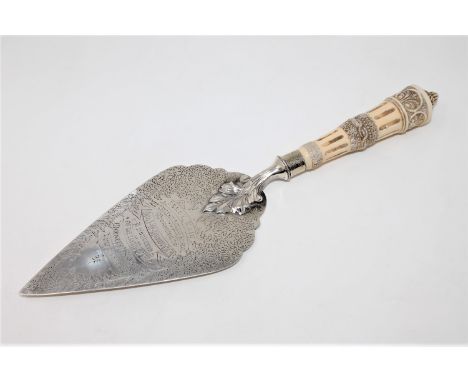 A large fine quality silver presentation trowel, Percy Main Sunday School