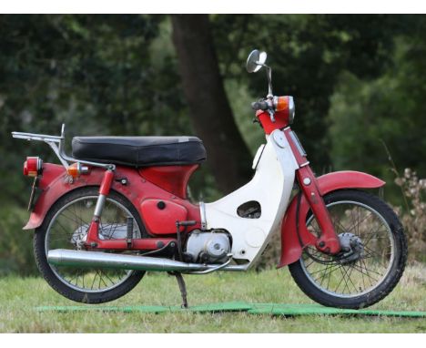 1981 Honda 49cc C50 CubRegistration no. PVM 323WFrame no. C50-6297214Engine no. C50E-6301438Introduced in 1958, Honda's C100 
