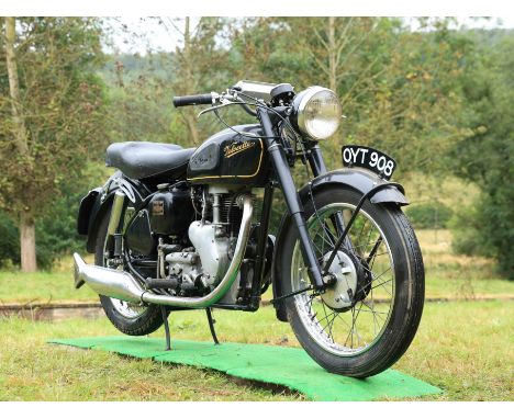 1954  Velocette  349cc MACRegistration no. OYT 908Frame no. RS4946Engine no. MAC 25194In 1934 Veloce Limited announced a high
