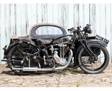1933  Sunbeam  346cc Model 8 CombinationRegistration no. AGU 817Frame no. C9247Engine no. KK4149•Present family ownership for