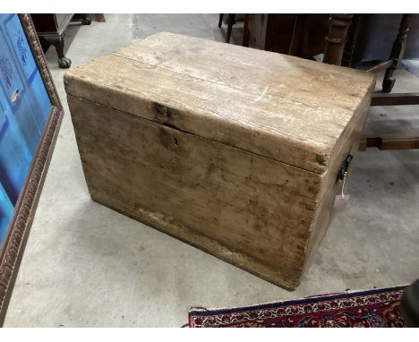 A Victorian pine trunk width 72cm, depth 45cm, height 45cm.