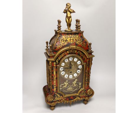 A reproduction boullework mantel clock in period style, 56cm