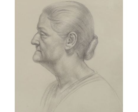 Attributed to Frances Dodd (1874-1949), pencil drawing, Portrait of an old woman, inscribed Vicagi, 26 x 25cm, and Christophe