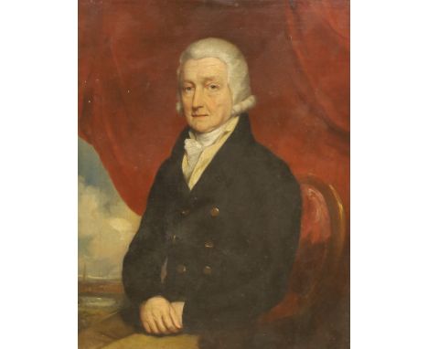 Late 18th century/Early 19th century English School, oil on canvas, Portrait of a seated gentleman wearing a frock coat, 38 x