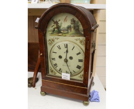 An early 19th century mahogany bracket clock, twin-fusee movement, associated case, and later bracket, dial marked 'Hill, Lon