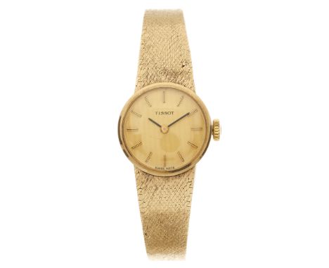 Tissot, a 1970s 9ct gold bracelet watch, case numbered 79001, signed manual wind movement calibre 2180, serial 20507, hallmar